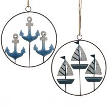 Artikel Decoratieve metalen ring voor het ophangen van zeilboten/ankers Ø18cm 2 stuks