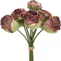 Rozen antiek roze, zijden bloemen, kunstbloemen L23cm 8st