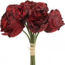 Artikel Kunstrozen rood, zijden bloemen, bos rozen L23cm 8st