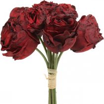 Artikel Kunstrozen rood, zijden bloemen, bos rozen L23cm 8 st