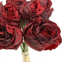 Artikel Kunstrozen rood, zijden bloemen, bos rozen L23cm 8 st