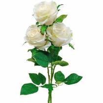 Witte roos op een steel Zijden bloem kunstmatige roos 3st