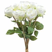 Artikel Decoratieve rozenzijdenbloemen in een bosje crème 36cm 8 st