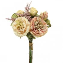 Artikel Rozen kunstbloemen in bos herfstboeket crème, roze H36cm