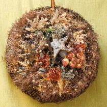 Rozenbos, zijden bloemen, kunstrozen oranje, antiek look L23cm 8st