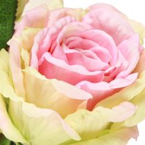 Artikel Kunst rozenstruik groen, roze 55cm