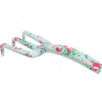 Artikel Metalen handhark, hark met rozenmotief, minihark L23cm