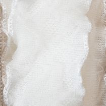 Artikel Wit gegolfd organza lint, decoratief lint, 25 mm breed, 10 m lang