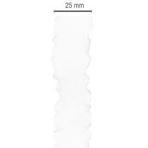Artikel Wit gegolfd organza lint, decoratief lint, 25 mm breed, 10 m lang