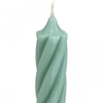 Artikel Rustieke kaarsen stokkaarsen groen gekleurd 350/28mm 4 st