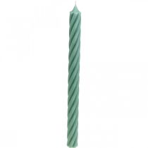 Artikel Rustieke kaarsen stokkaarsen groen gekleurd 350/28mm 4 st