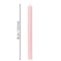 Artikel Rustieke kaarsen, taps toelopende kaarsen, effen kleur roze, 350/28 mm, 4 stuks