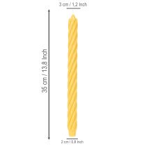 Artikel Rustieke gedraaide kaarsen, hoge taps toelopende kaarsen, effen geel, 350/28 mm, 4 stuks