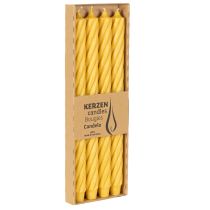 Artikel Rustieke gedraaide kaarsen, hoge taps toelopende kaarsen, effen geel, 350/28 mm, 4 stuks