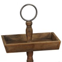 Artikel Rustieke houten standaard met twee niveaus en metalen handvat – perfect voor vintage decor 44cm