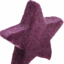 Artikel Strooidecoratie sterren geflockt fluweel sterren paars bes 4/5cm 40 st