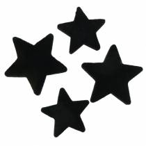 Artikel Strooidecor sterren fluweel zwart 4/5cm 40st