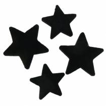 Artikel Strooidecoratie sterren fluweel zwart 4/5cm 40 st