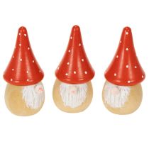 Artikel Mini kabouterfiguurtje, vliegenzwam, tafeldecoratie, 10 cm, 6 stuks