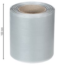 Artikel Satijnen kranslint, zilverkleurig, 100 mm breed, 25 m lang, voor rouwkransen, herdenkingskransen en jubilea, weerbestendig en composteerbaar.