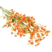 Artikel Kunstmatige orchideeëntak met oranje filigraan decoratie voor de kamer, 110 cm, 3 stuks