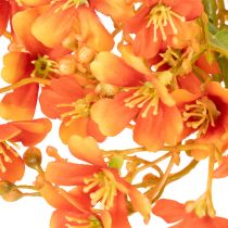 Artikel Kunstmatige orchideeëntak met oranje filigraan decoratie voor de kamer, 110 cm, 3 stuks