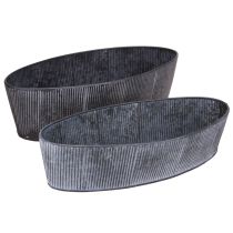 Artikel Kom Ovaal Metaal Zwart Grijs Vintage 32,5/37cm Set van 2