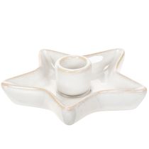 Artikel Keramische stervormige kaarsenhouder, wit, voor taps toelopende kaarsen, 12 cm, 2 stuks