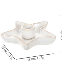 Artikel Keramische stervormige kaarsenhouder, wit, voor taps toelopende kaarsen, 12 cm, 2 stuks