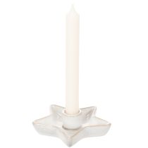 Artikel Keramische stervormige kaarsenhouder, wit, voor taps toelopende kaarsen, 12 cm, 2 stuks