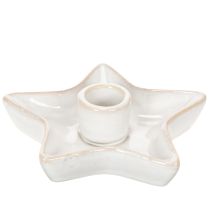 Artikel Keramische stervormige kaarsenhouder, wit, voor taps toelopende kaarsen, 12 cm, 2 stuks