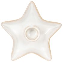 Artikel Keramische stervormige kaarsenhouder, wit, voor taps toelopende kaarsen, 12 cm, 2 stuks