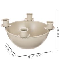 Artikel Kandelaar met 4 houders, moderne adventskrans, beige, 15 cm