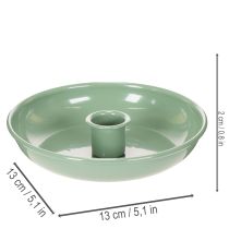 Artikel Groene metalen kandelaar, decoratief, voor smalle kaarsen, 13 cm