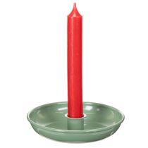 Artikel Groene metalen kandelaar, decoratief, voor smalle kaarsen, 13 cm