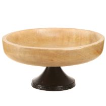 Artikel Schaal met voet hout metaal naturel zwart Ø20cm H10cm