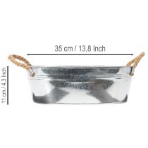 Artikel Ovale schaal 35 cm x 21,5 cm x 11,5 cm, glanzend zink