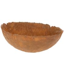 Artikel Ronde metalen kom met een roestachtig, gestructureerd oppervlak, 20 cm