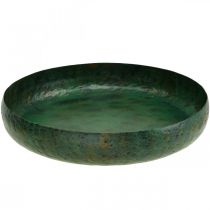 Grote decoratieve schaal groen antieke schaal metaal Ø38cm H7cm