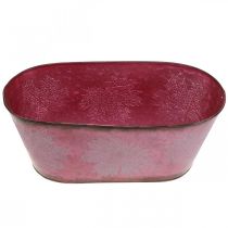 Artikel Kom met bladdecoratie, plantenbak, herfstdecoratie, metalen pot wijnrood L38cm H15cm