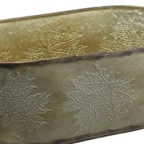 Artikel Herfstpot, plantenschaal met bladeren, metalen decoratie goudkleurig L38cm H15cm