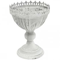 Kopschaal metaal wit decoratieve schaal antiek look Ø15.5cm