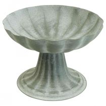 Decoratieve schaal met voet metalen schaal vintage H12cm Ø17cm