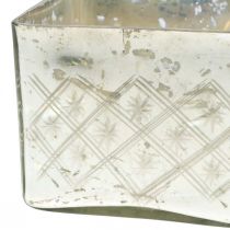 Glazen pot met deksel shabby glas decoratie champagne 14×14×14,5cm