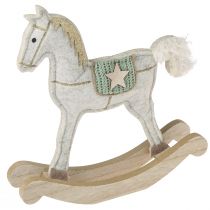 Artikel Hobbelpaard decoratie kerstcrème 20x4,5x22cm 2 st