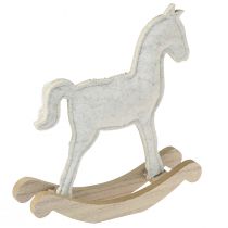 Artikel Hobbelpaard decoratie kerstcrème 20x4,5x22cm 2 st