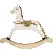 Artikel Houten hobbelpaard, kerstversiering Witgoud H32.5cm