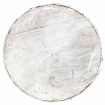 Artikel Decoratieve houten schijf met schors witte onderzetter multiplex Ø20cm