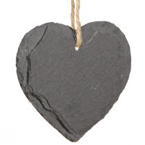 Artikel Leisteenbord klein hart om op te hangen zwart 7,5 cm 6st