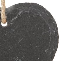 Artikel Leisteenbord klein hart om op te hangen zwart 7,5 cm 6st